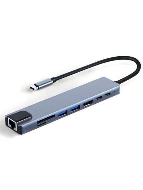 8 USB-C USB Hub/Docking Station(8-in-1) with 4K 30Hz HDMI, 100 Mbps Ethernet, USB 3.0, microSD/SD Card Reader, Type-C Data, PD Charging, USB 2.0, Type-C Plug for Laptop, Mac, PC