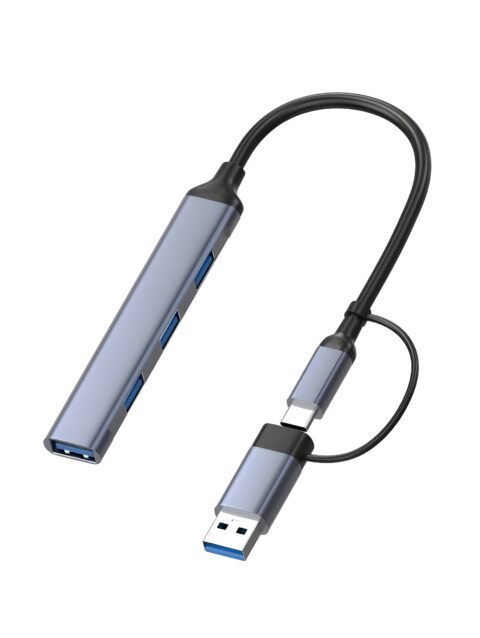 ype C Hub, Type-A+C to 4 Port With 5 Gbps Superspeed Data Transmission,1*USB 3.0 Ports,3*USB 2.0 Port,Sleek Metal Design usb c hub For Laptop, Macbook, chromebook,Tablets & Smartphones (Grey)