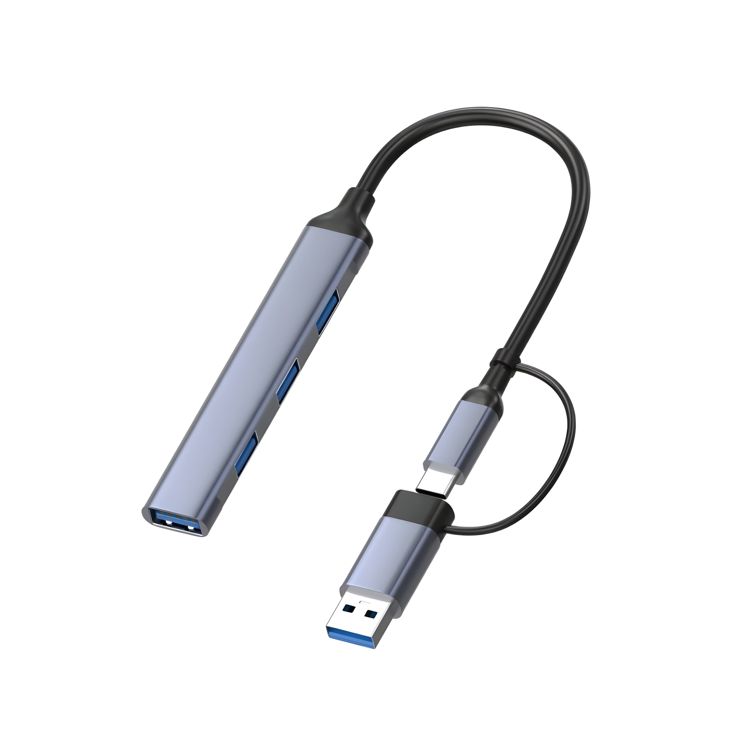 Gemini_Generated_Image_8ynffu8ynffu8ynf (1) ype C Hub, Type-A+C to 4 Port With 5 Gbps Superspeed Data Transmission,1*USB 3.0 Ports,3*USB 2.0 Port,Sleek Metal Design usb c hub For Laptop, Macbook, chromebook,Tablets & Smartphones (Grey)