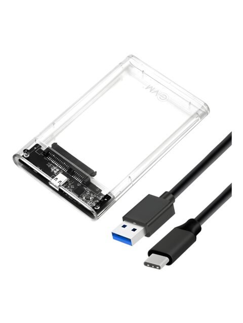 ype-C SATA to USB 3.0 External Hard Drive Enclosure 2.5 inch Shock Resistant Hard Drive Enclosure (For 2.5 Inch Sata Hard Drive UP to 4TB [Hard Drive NOT Included], Transparent)