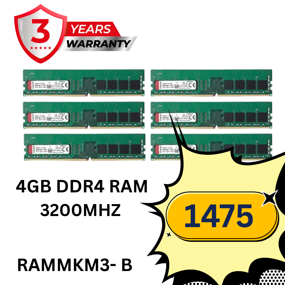 4GB DDR4 3200MHz RAM | Desktop RAM |CL-22 |Desktop-Memory| U-DIMM | Long-DIMM | PC4-25600 |1Rx8 Single Rank | 3-Year Warranty (Made in India)