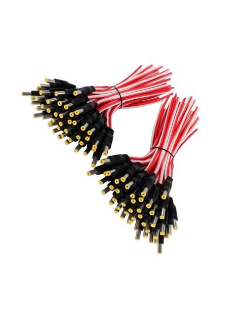 10 Pairs DC Power Pigtail DC Cable Male & Female Plug Adapter Connector for CCTV Security Camera Extension Cord (2.1mm x 5.5mm), Red