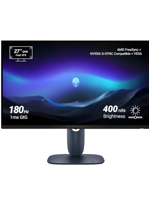 AW2725DM Alienware (DELL) 27" QHD Fast IPS Monitor, AMD FreeSync + NVIDIA G-SYNC, 180Hz, 1ms GtG, (2) HDMI, DP1.4, USB 5Gbps (3) Ergonomic, 400nits Brightness, 1000:1 Contrast, DCI-P3 95%+VESA DisplayHDR 400