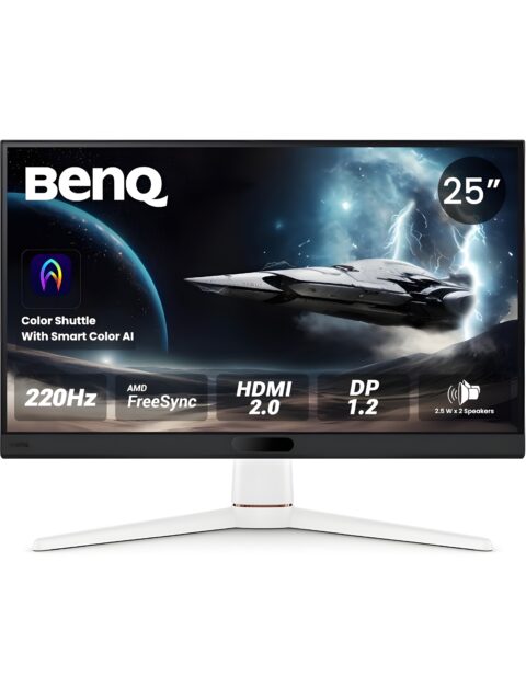 BenQ MOBIUZ EX251 24.5” FHD 220Hz Gaming Monitor, 1ms GtG, AMD FreeSync, DP 1.2, HDMI 2.0, USB Hub, 99% sRGB, Game Optimized Color, 2.5Wx2 Speakers, VESA Display HDR400 (White)