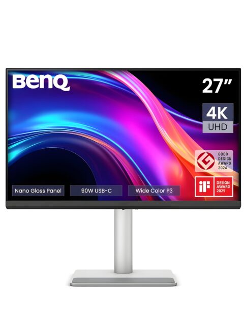 BenQ MA270UP 27” 4K 3840x2160 Nano Gloss Monitor for MacBook, Dual USB-C 90W/15W PD, Mac Color Match, 450 nits, Integrated Mac Controls, Ergonomic Design, 3W x2 Speakers, 95% P3 Colors(Silver)