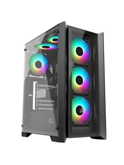 Ant Esports ICE-170TG Mid-Tower Computer Case/Gaming Cabinet - Black | Support ATX, Micro-ATX, ITX | Pre-Installed 3 Front Fans & 1 Rear Fan