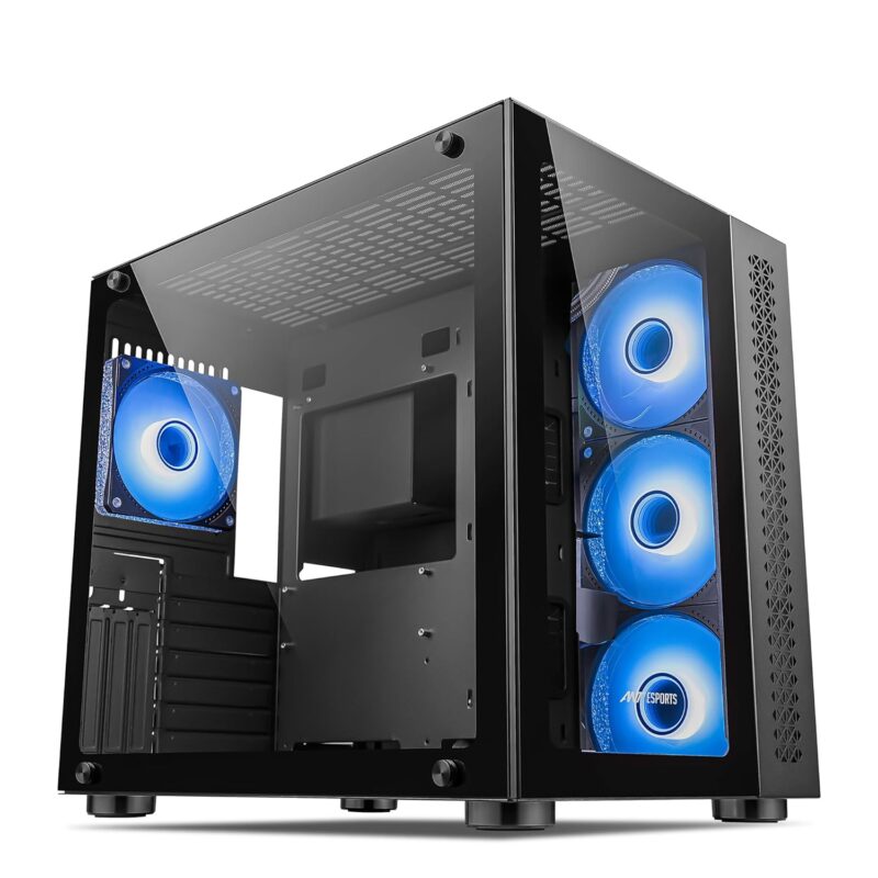 Ant Esports Crystal Mini-Tower Computer Case/Gaming Cabinet – Black ...