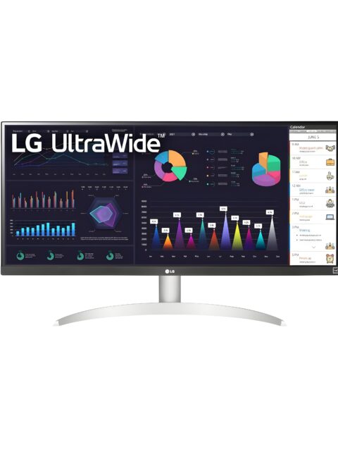 LG UltraWide 29 inch (73 cm) IPS FHD, Color Calibrated, 100Hz, 7W x 2 Inbuilt Speaker, USB-C, Display Port, HDMI, White Color-29WQ600