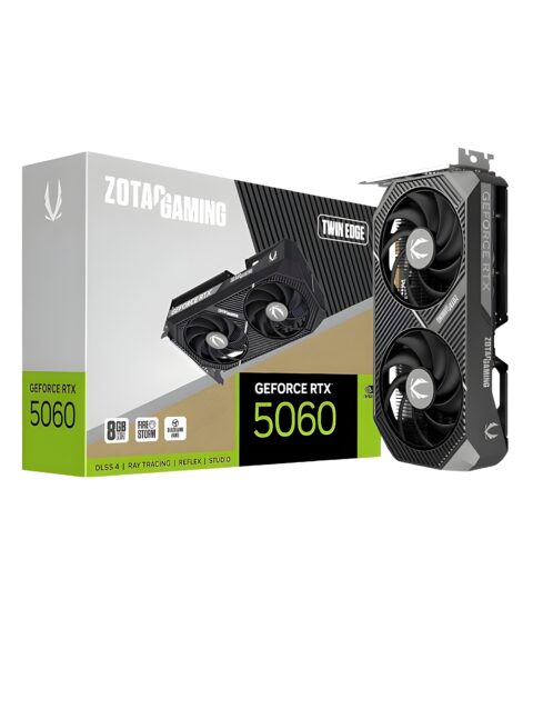 ZOTAC Gaming GeForce RTX 5060 Twin Edge 8GB Graphics Card - Black | 8 GB | DLSS4 | GDDR7 | 128 bit | PCIE 5.0 | SFF Ready | 3840 CUDA Cores | ZT-B50600E-10M