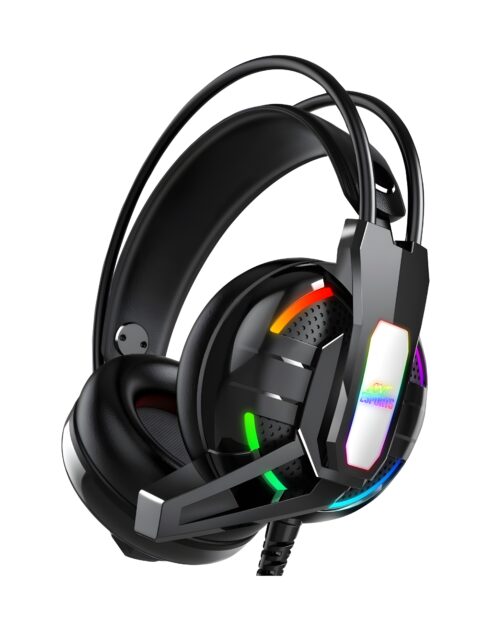 Ant Esports H525 Pro RGB Gaming Headset Gaming Over Ear Wired Headphones with Mic| 2 * 3.5MM Jack + USB for RGB Light |50 MM Drivers | Compatible with PC/ PS4/Xbox One/Nintendo/Mobile_Black