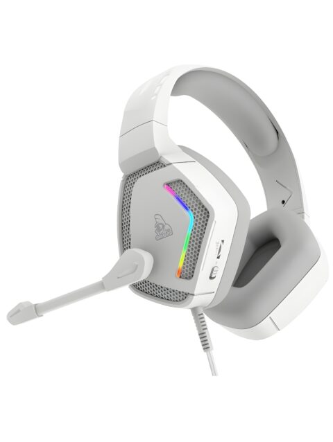 TAG Gamerz Victor RGB white Over-Ear Gaming Headphone Headset | Soft Ear Cups | 50mm Driver| 3.5mm Audio | 7 Color Breathing RGB with USB | 2m Braided Cable | Adjustable Mic for Calling | Mute Button