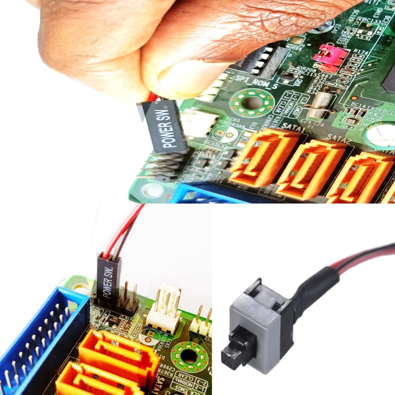 2 Pack 2 Pin SW PC Case Power Cable on/Off Push Button ATX Computer ...