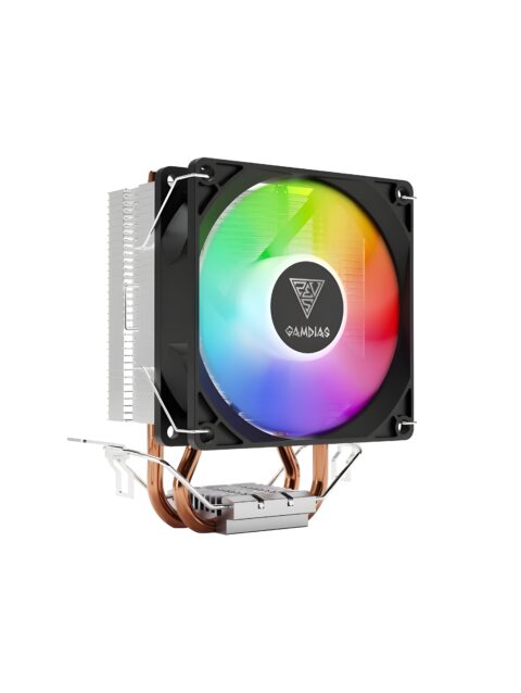 GAMDIAS Boreas E1 210 LITE CPU AIR Cooler with Rainbow LED Lightning Fan - Black | Support LGA1700/1151/1150/1155/1156/1200/AM5/AM4/AM3 Motherboard | Low INTERFRENCE Bracket | 34.6 CFM AIR Flow