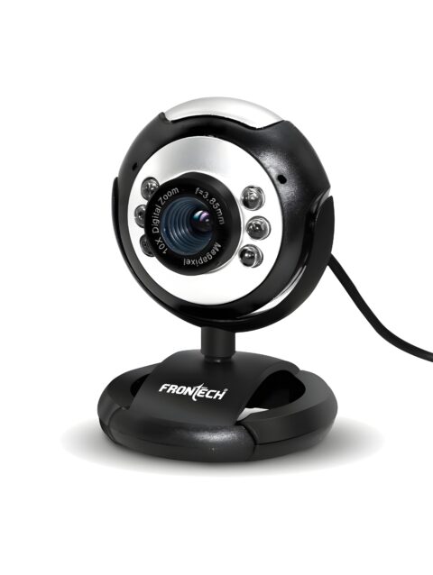 FRONTECH (2251, Black) Digital Webcam with Built-in Mic & LED Lights, 30 FPS, Plug and Play USB Interface, Auto White Balance, for Video Calling, Live Streaming, Online Classes, Laptop/PC/TV