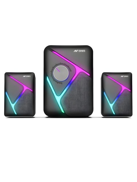 Ant Esports GS270 2.1 Stereo Wired Gaming Speakers with Subwoofer, RGB Lights Stereo Bass 11W - Black