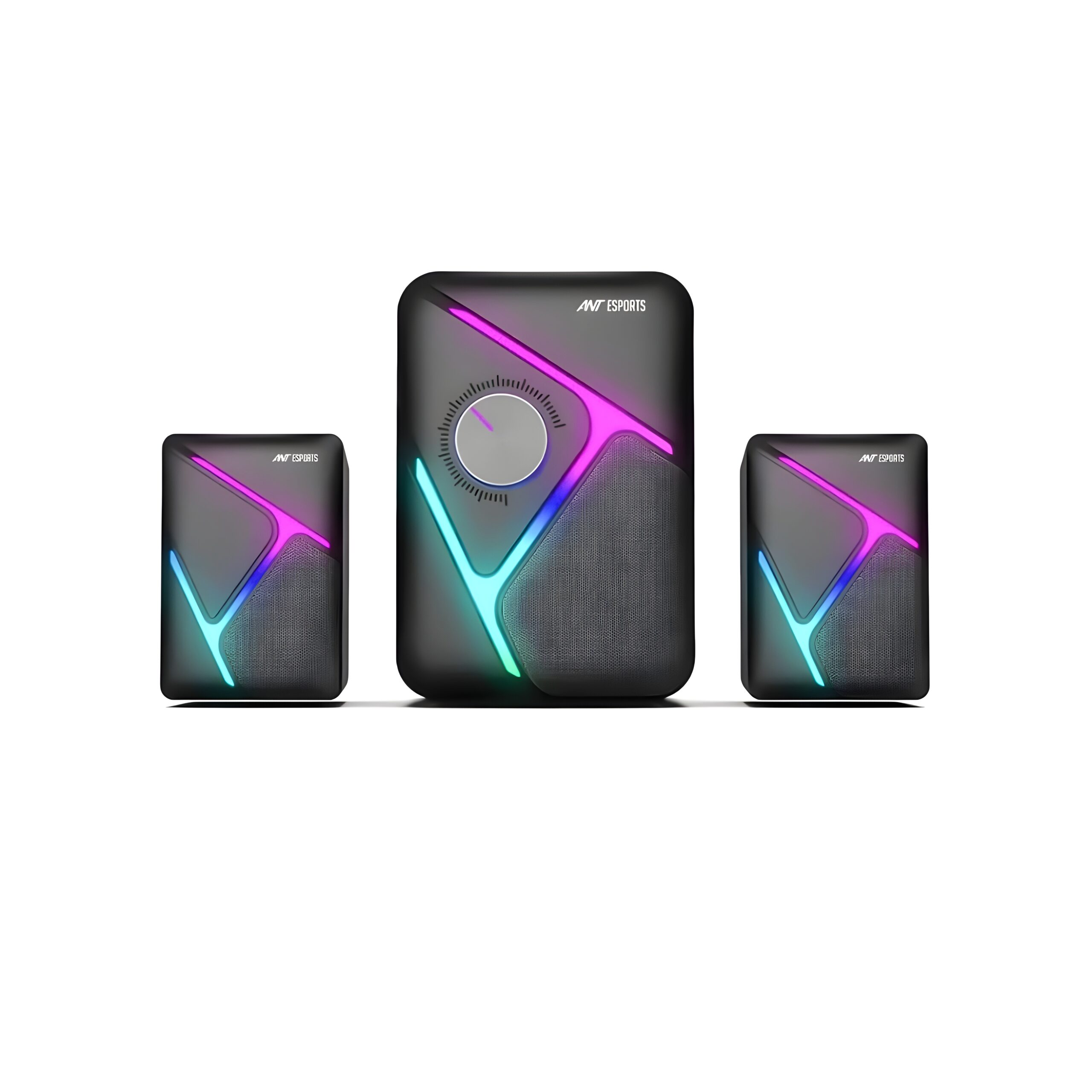 71QtDkaAFzL._SL1500_ (1) (1) Ant Esports GS270 2.1 Stereo Wired Gaming Speakers with Subwoofer, RGB Lights Stereo Bass 11W - Black