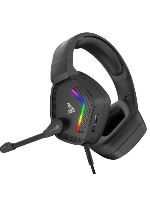 TAG Gamerz Victor RGB Black Over-Ear Gaming Headphone Headset | Soft Ear Cups | 50mm Driver| 3.5mm Audio | 7 Color Breathing RGB with USB | 2m Braided Cable | Adjustable Mic for Calling | Mute Button