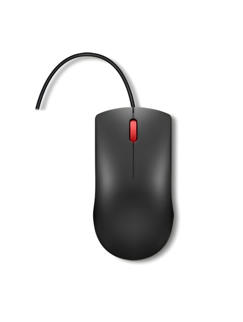 Lenovo 120 Wired Plug & Play USB Mouse, High Resolution 1600 DPI Optical Sensor, 3-Button Design with clickable Scroll Wheel, Ambidextrous, Ergonomic Mouse for Comfortable All-Day Grip (GY51L52636)