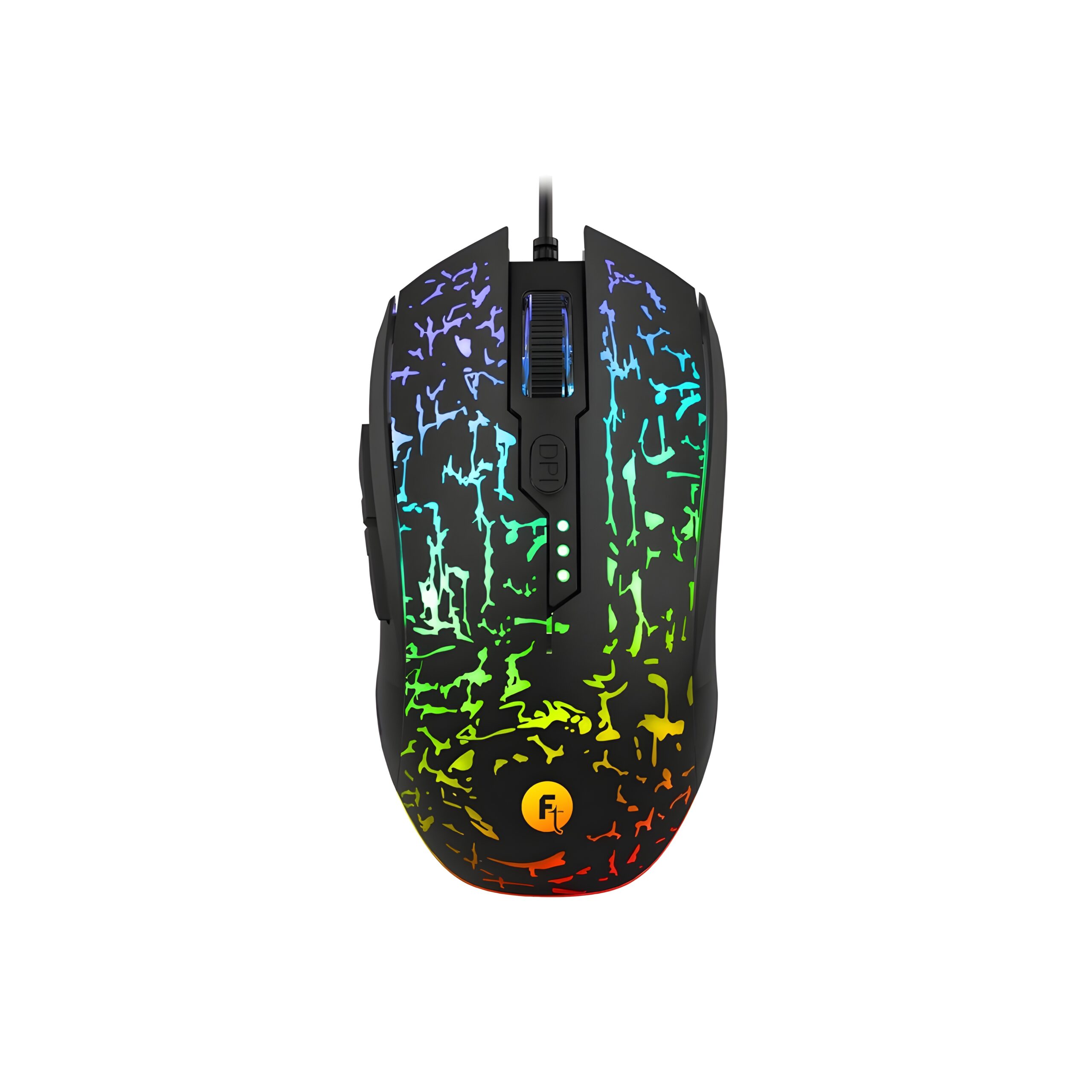 1267064 (1) (1) FRONTECH (MS-0082, Black) Wired Gaming Mouse, 6 Key Rainbow RGB Backlit Effect| 6 LED Lighting| USB Plug & Play| 3600 DPI| for PC/Desktop/Mac/Laptop,