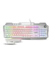 FRONTECH KB-0013P Wired Gaming Keyboard | 104 Keys with Rainbow Backlight | 19 Anti-Ghosting Keys | USB Plug & Play | 1.5m Braided Cable | White-Grey | Compatible with Windows 11/10/8/7
