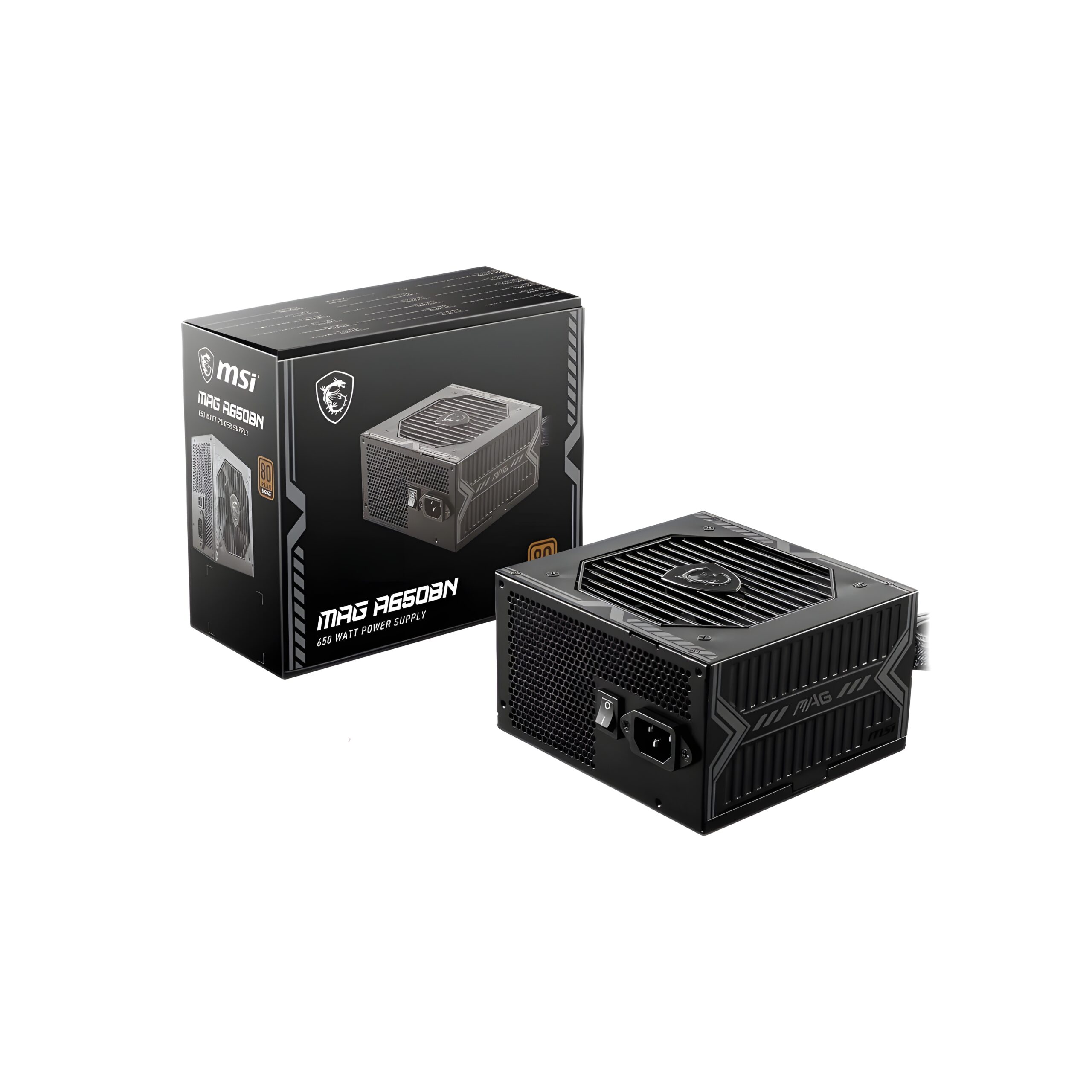 81a3J4FPTfL._SL1500_ (1) (1) MSI MAG A650BN Power Supply Unit - 650W, 80 Plus Bronze Certified, 12V Single-Rail, DC-to-DC Circuit, 120mm Fan, Active PFC Design, Multiple Connectivity, for Gaming PC, 5-Year Warranty