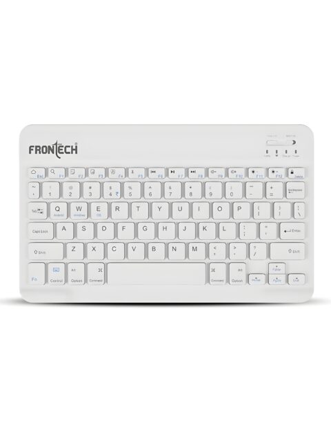 FRONTECH Wireless Mini Keyboard FT-1603AW | BT Multi-Device | 78 Keys with Functional Hot Keys | Silent Scissor Switch | 120mAh Rechargeable Battery | Android, Windows & iOS | 1 Year Warranty