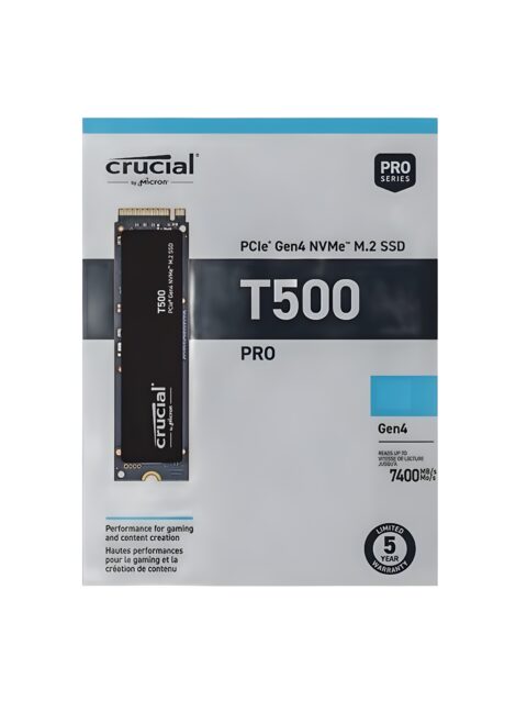 Crucial T500 Pro 500GB Gen4 NVMe M.2 Internal Gaming SSD, Up to 7200MB/s, Laptop & Desktop Compatible + 1mo Adobe CC All Apps - CT500T500SSD8