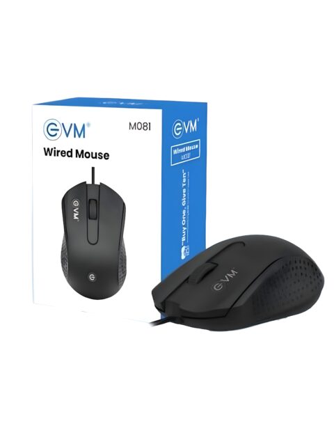 EVM (M081) Wired Office Mouse USB | 1000 DPI Optical Mouse | Ergonomic Anti-Slip Computer Mouse for Laptop PC | Smooth Tracking | Plug & Play | 1 Year Warranty