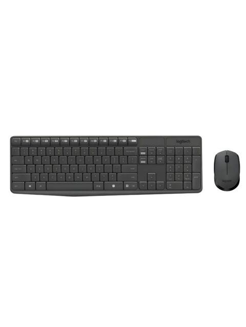 Logitech MK235 Wireless Keyboard and Mouse Combo for Windows, 2.4 GHz Wireless with Nano USB-Receiver, Wireless Mouse, 15 FN Keys, 3-Year Battery Life, PC/Laptop - Black