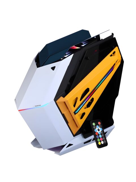 ZEBRONICS Phantom Mid-Tower Premium Gaming Cabinet ATX/mATX/Mini ITX, 2X 120mm Top + 2X 120mm Rear Fan, ARGB Inner Glow,RGB LED Control, Dual Tempered Glass Side Panel, RGB LED Strip